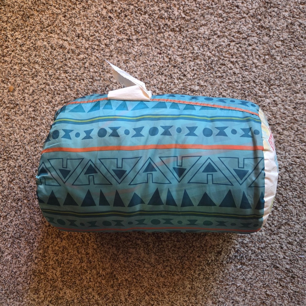 Coleman Kids Glow in the Dark Sleeping Bag 50F Youth Blue Geometric Tribal Print